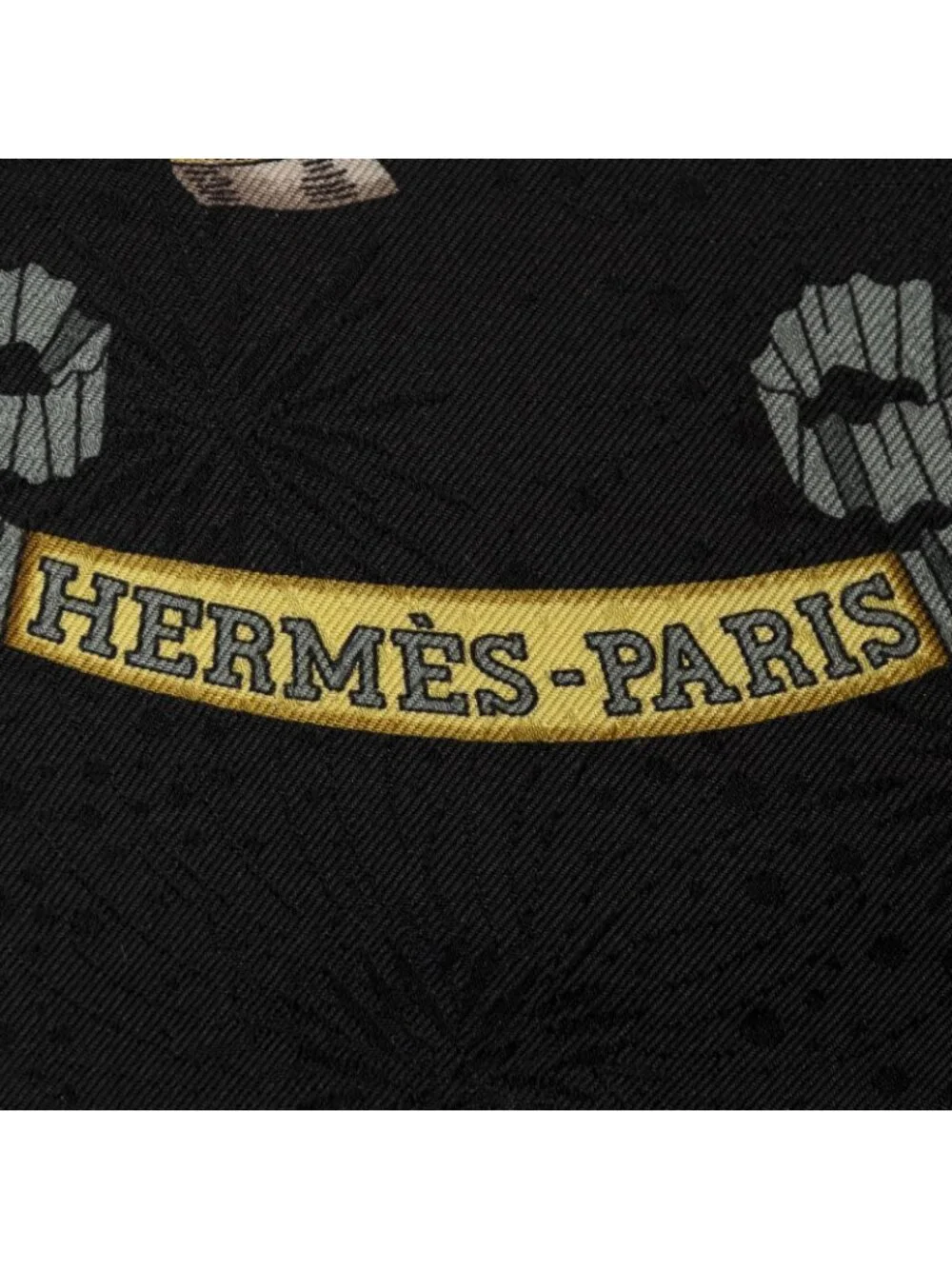 Hermes Scarf Black Red Gold 100% Jacquard Silk